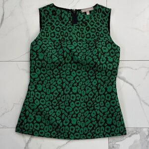 Banana Republic Black and Emerald Green Pleated Tank